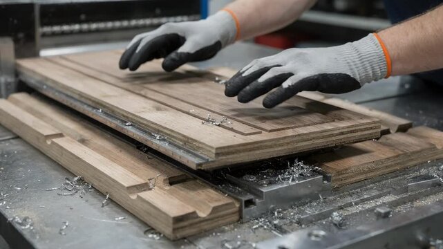 Closeup of full rebuild process on steel rule dies involving complete removal and replacement of damaged base boards for renewed cutting accuracy.