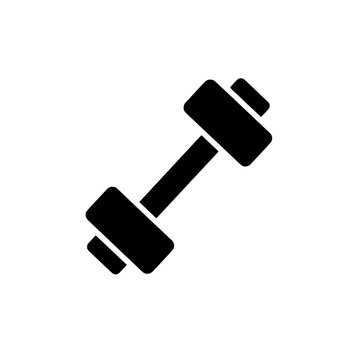Dumbbell silhouette. Fitness gym weight icon symbol design. Minimalist flat vector illustration. Isolated on white background.