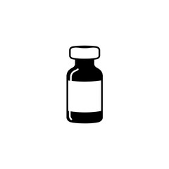 Obraz premium Vaccine vial icon logo design. Medicine bottle sign and symbol. Healthcare and immunization silhouette.