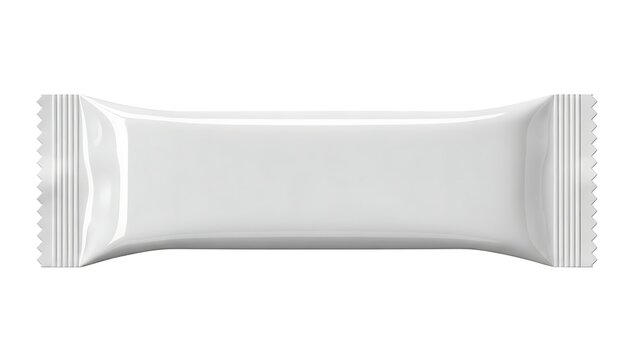 A white chocolate bar wrapper on a plain background