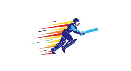 Obraz premium Dynamic cricket player in action with colorful motion lines