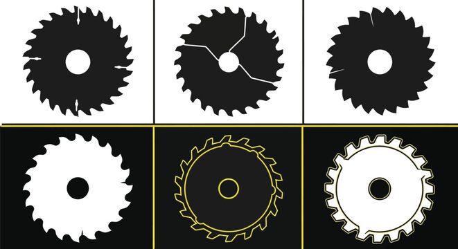 collection of circular saw blade vector graphic illustrations in various styles and designs