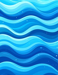 Obraz premium Stylized ocean waves ripple; shades of blue, from light to deep, create a flowing, patterned water design
