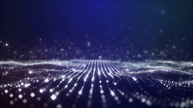 Futuristic looping seamless diamond white particles drifting wave pattern blurred sapphire surreal ambience cascading softly abstract cinematic loop