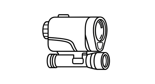 Line art illustration of a tactical flashlight and red dot sight combo for firearms
