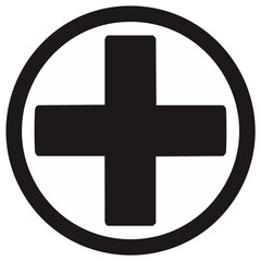 Obraz premium Black Medical Cross Symbol Graphic within a Circle Frame for Medicine and Health