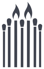 Silhouette of Burning and Unlit Matches for Concepts and Ideas