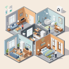 Smart Home Interior Design with Connected Devices and People. © Tuju