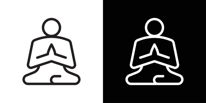 Guru icon in black and white stroke style on background. Ideal for mentor profiles, learning platforms, and guidance or expertise concepts.