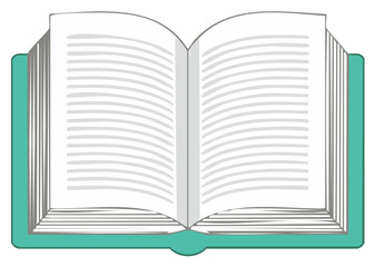 Illustrated Open Book with Lined Pages and Green Cover for Learning Resources