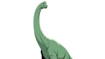Fototapeta premium Large green brachiosaurus dinosaur with a long neck and tail, prehistoric animal illustration isolated on a white background.