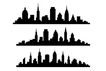 Fototapeta premium City skyline silhouette vector black and white urban landscape minimalist design