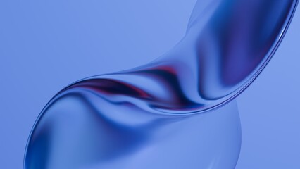 Abstract wavy curved 3d render. Blue soft glass curved circles and lines. Modern wallpaper, texture pattern.
