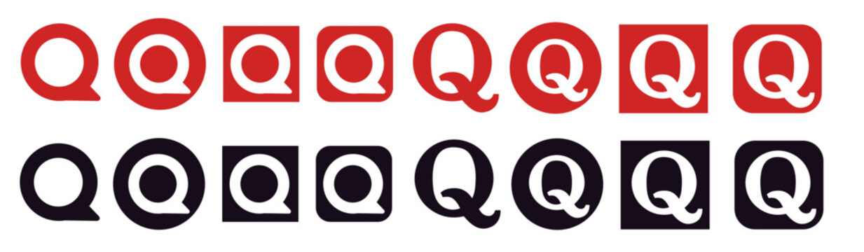Quora question and answer social media platform logo icon set