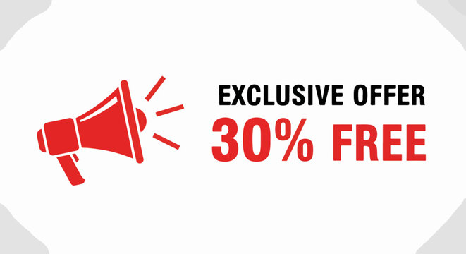 Exclusive offer today get thirty percent free on all selected items