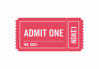 Red admit one ticket design with vintage style and bold typography layout © nasajob
