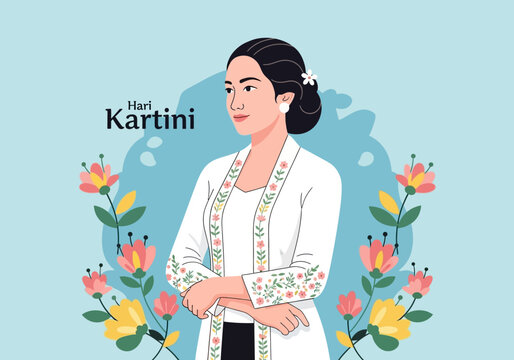 Beautiful Indonesian woman in traditional attire celebrating Hari Kartini.