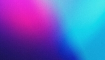 Abstract Smooth Gradient Background Transitioning from Hot Pink Magenta Purple to Electric Blue Cyan Teal. Soft Neon Glow Grainy Noise Texture Vibrant Colorful Wallpaper Poster Banner Design Element