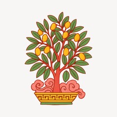 Fototapeta premium Vibrant fruit tree illustration