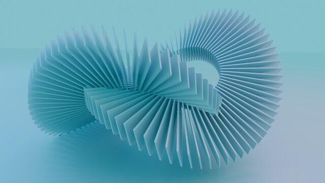 A circle made of blue plastic rectangle shapes. 3d rendering.