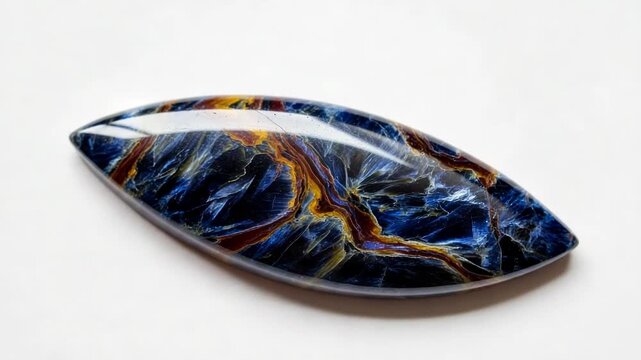 Polished blue pietersite cabochon gemstone