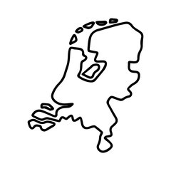 Netherlands outline map on a white background