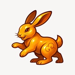 Obraz premium Golden rabbit with intricate design.