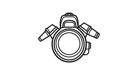 Fototapeta premium Industrial Hose Connector Fitting with Two Barbed Outlets, Top View Line Art