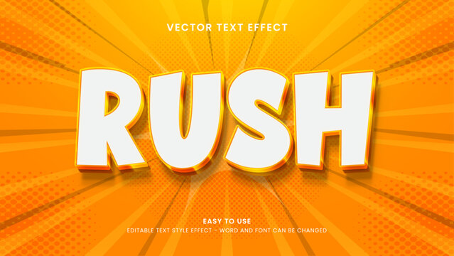 rush editable text effect 3d vector
