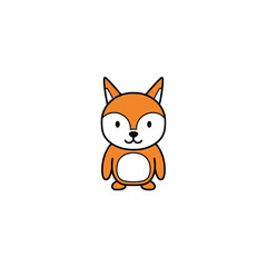 Fototapeta premium Cute cartoon orange fox character standing.