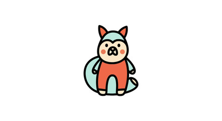 Fototapeta premium A cute cartoon fox with red body.