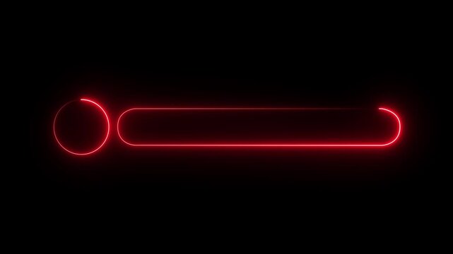 Glowing neon Lower third title bar icon isolated on black background, name plate banner icon, text bar reveal, professional broadcast title strip. Suitable for content information and broadcasting 4K