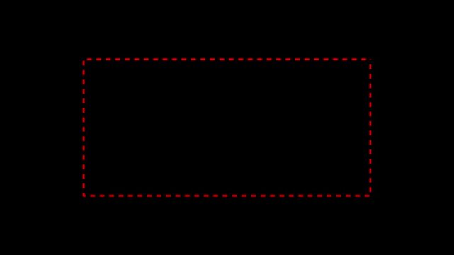 Dotted line rectangle frame animation on black background. Animation of a dotted line path from left to right point. border frame dotted line animation isolated on black screen. animation. 4k video