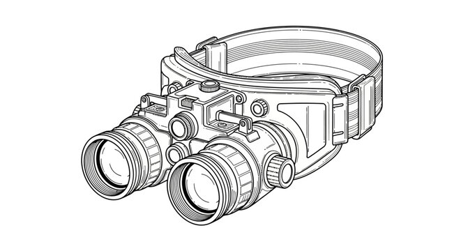 Night Vision Goggles, Military Device for Low Light Vision, Binocular Optics