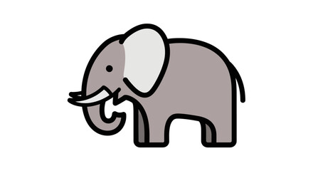 Obraz premium Simple gray elephant illustration with black outline.