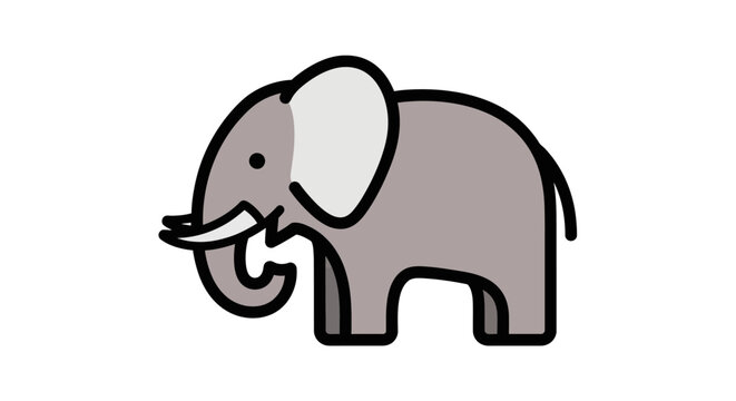 Simple gray elephant illustration with black outline.