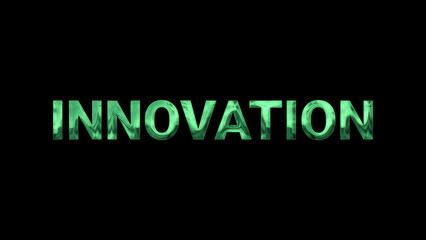 Fototapeta premium innovation text with color green effect 3d illustration