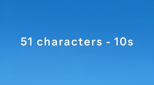 Animated text overlay with 51 characters on blue background