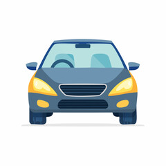 Fototapeta premium Modern compact sedan illustration with illuminated headlights, ideal for automotive and travel graphic designs