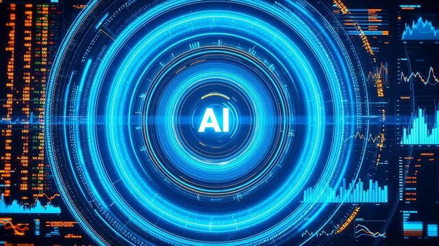 AI technology interface with data visuals