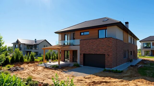 Modern house under construction