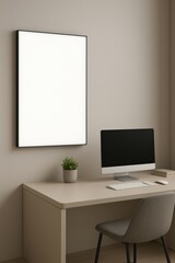 Minimalist workspace with blank canvas.
