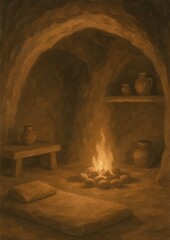 Naklejka premium Cozy rustic cave interior design