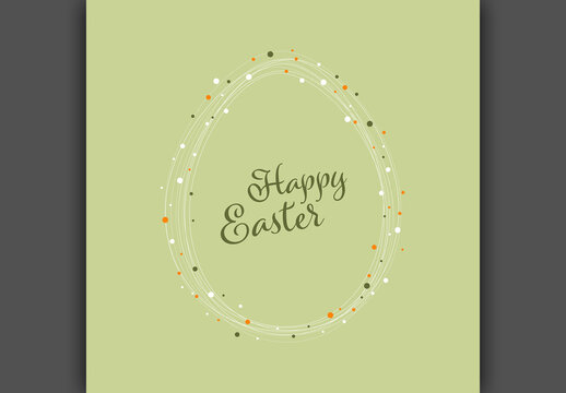 Minimalist Happy Easter Greeting Card Template with Abstract Egg Frame