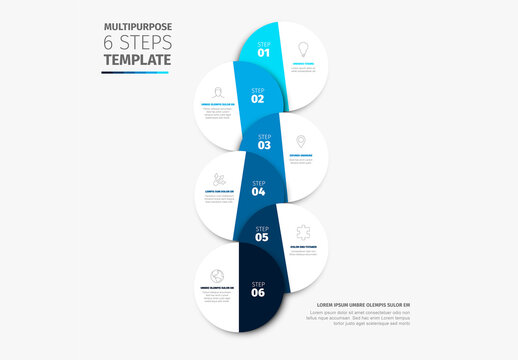 Modern Business Infographic Template with 6 Steps for Logical Flow