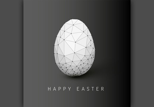 Modern Low Poly Geometric Easter Egg Digital Art Happy Easter Card