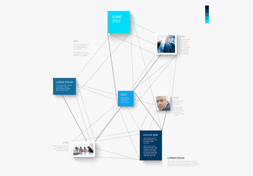Modern Corporate Infographic Template with Network Connections,  Timeline and Photo Placeholders
