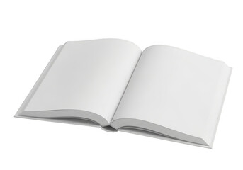 Open blank book with empty white pages isolated on transparent background