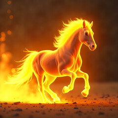 Horse on Fire with Flaming Mane Dramatic. Generative ai.