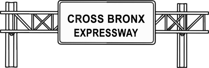 Obraz premium A black and white line drawing of a large overhead road sign